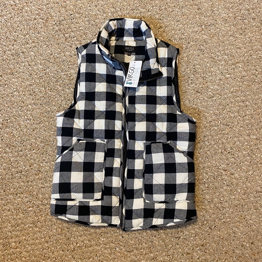 Buffalo plaid quilted vest